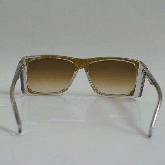 NWT Tru-Vintage 90's Plastic Rectangle w/Side Shield Sunglasses (Crystal/Brown) - Picture 4 of 5